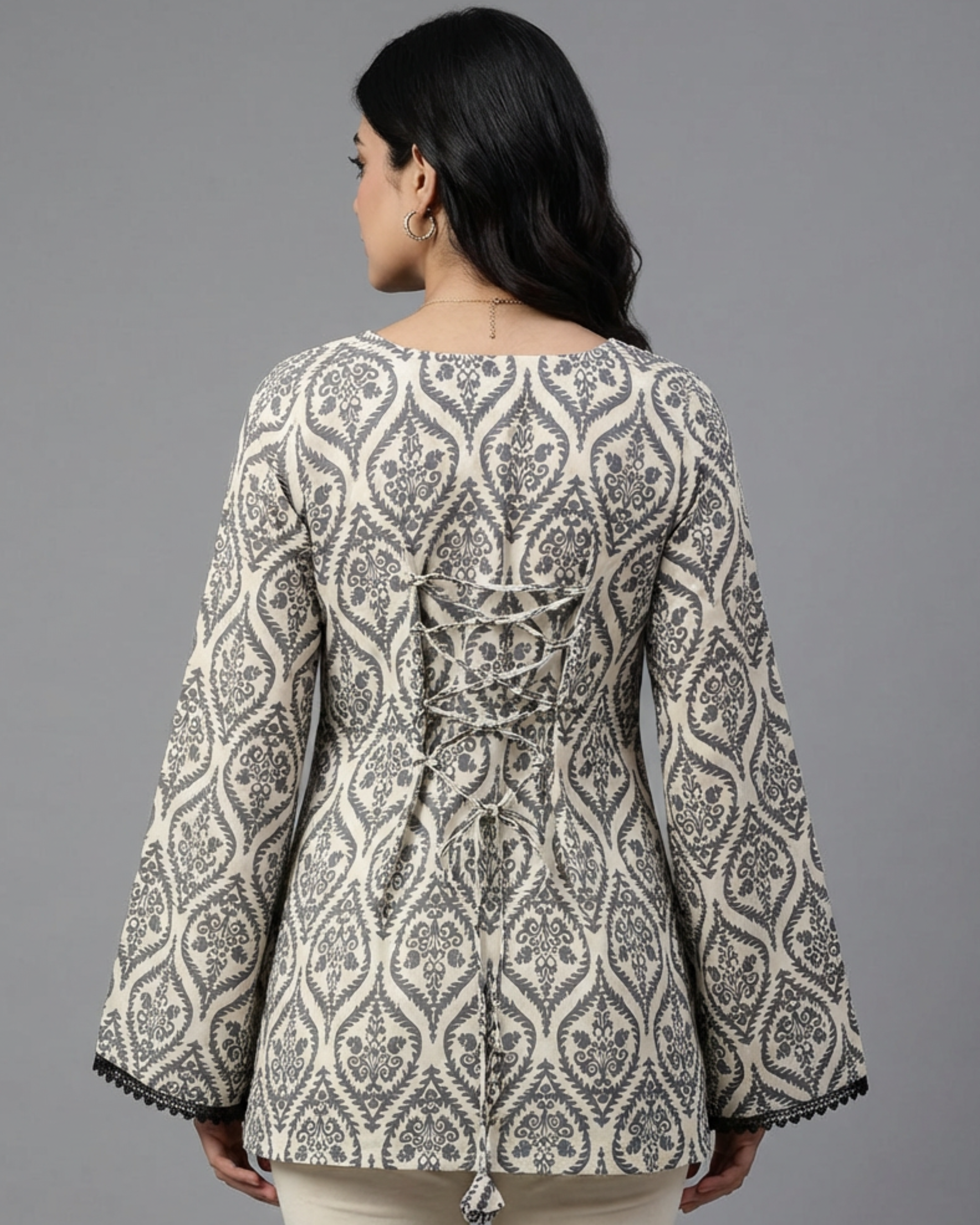 Printed Straight Bell Sleeve Kurti