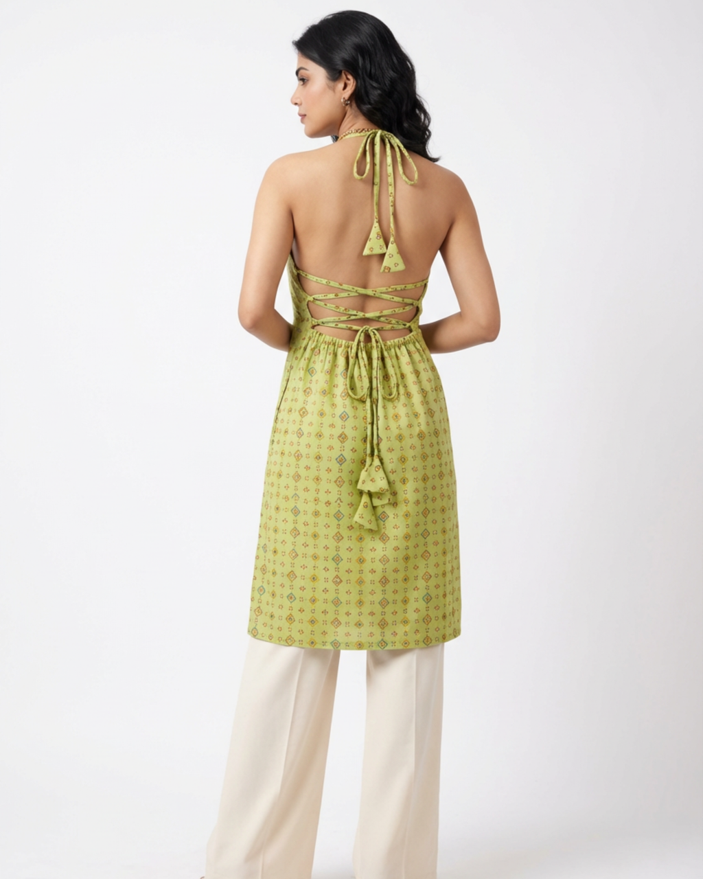 Halter Neck Backless | Side-Tie Long Kurti - SAKHIWATI 