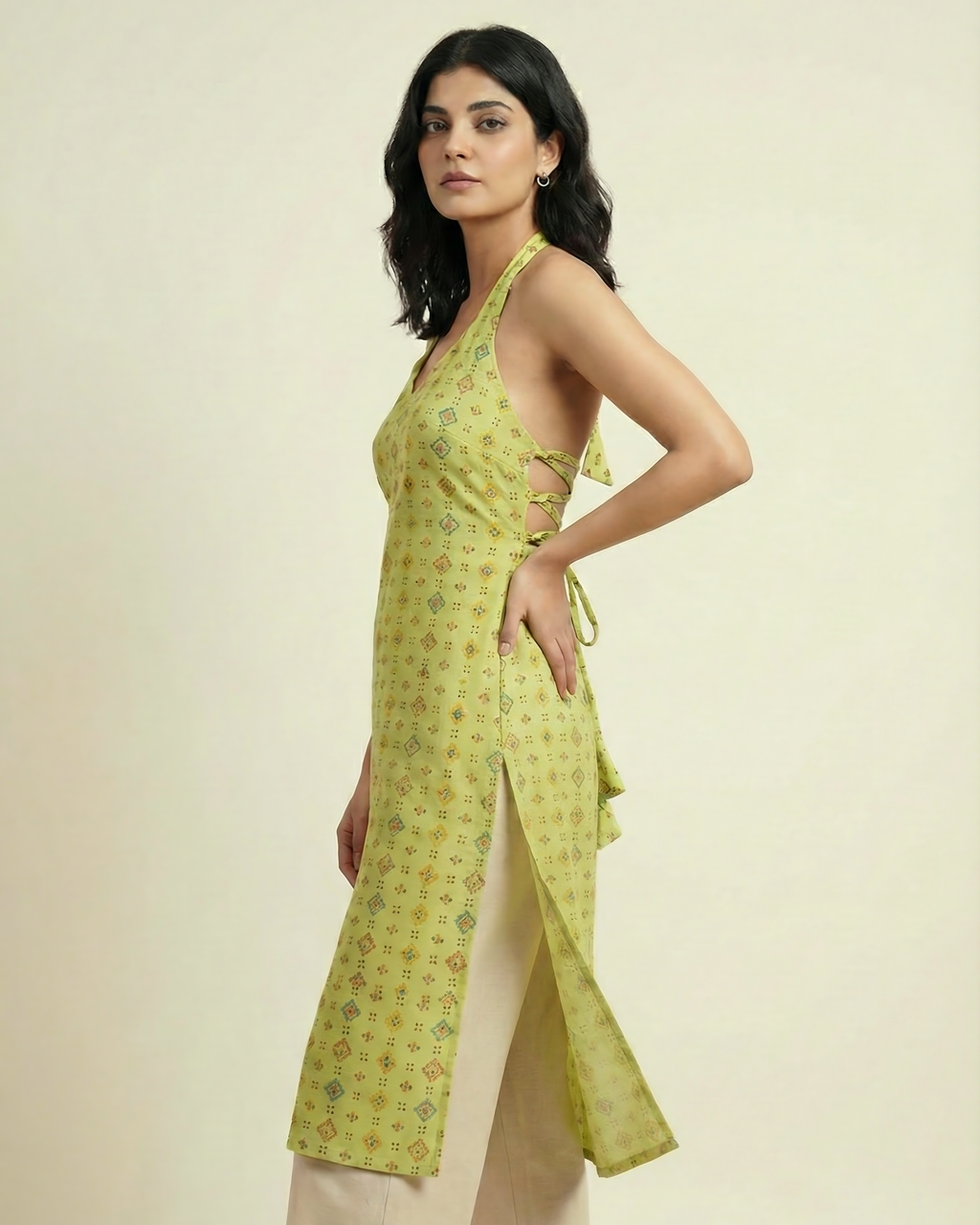 Halter Neck Backless | Side-Tie Long Kurti - SAKHIWATI 
