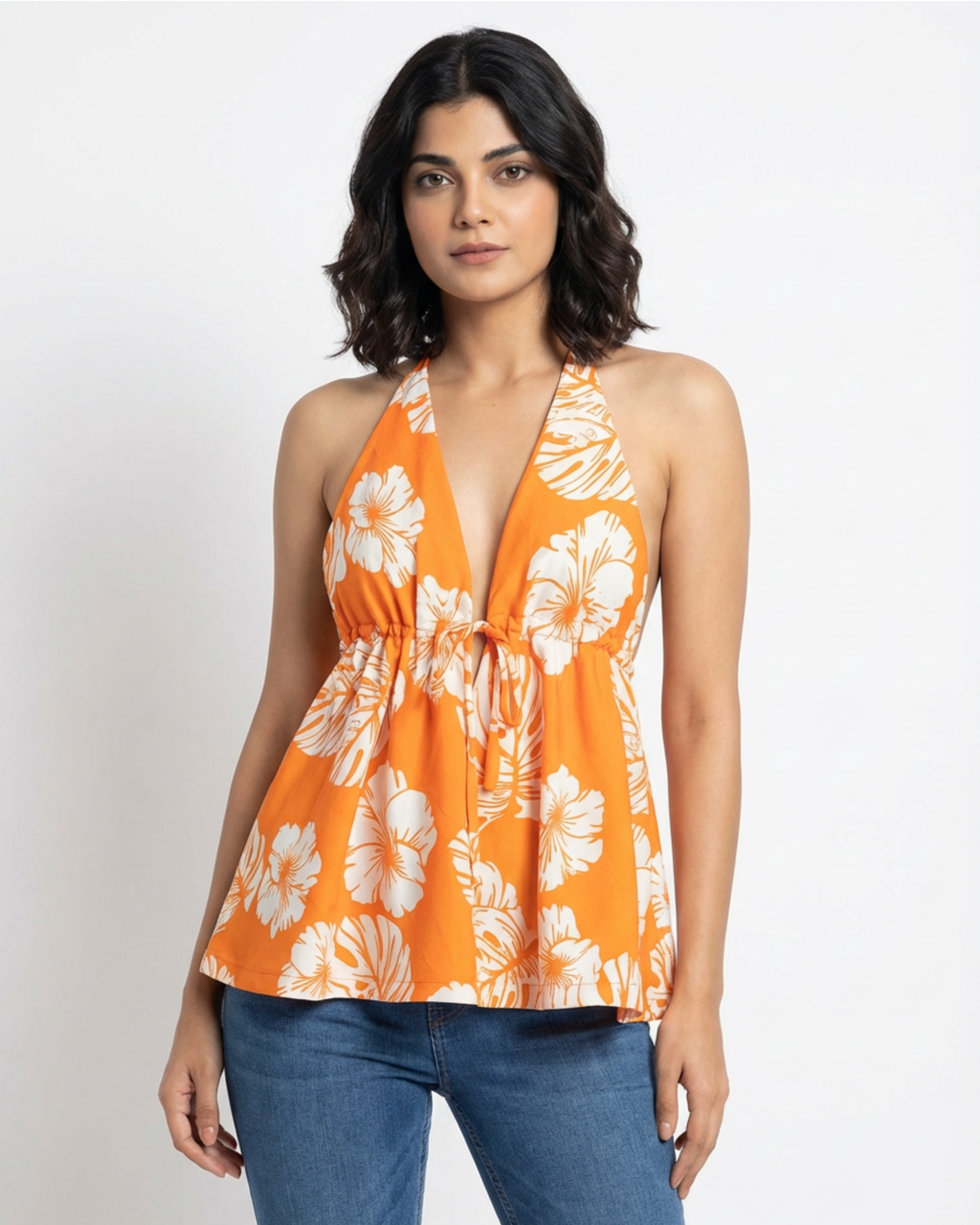 Tropical Hibiscus Halter Neck Bralette