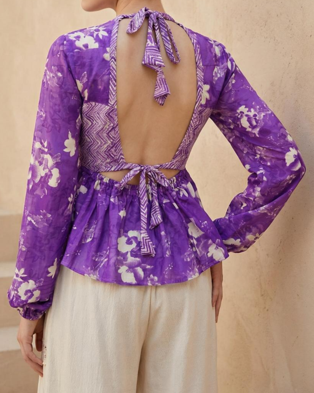 Kanchali Peplum Tie-Back Top