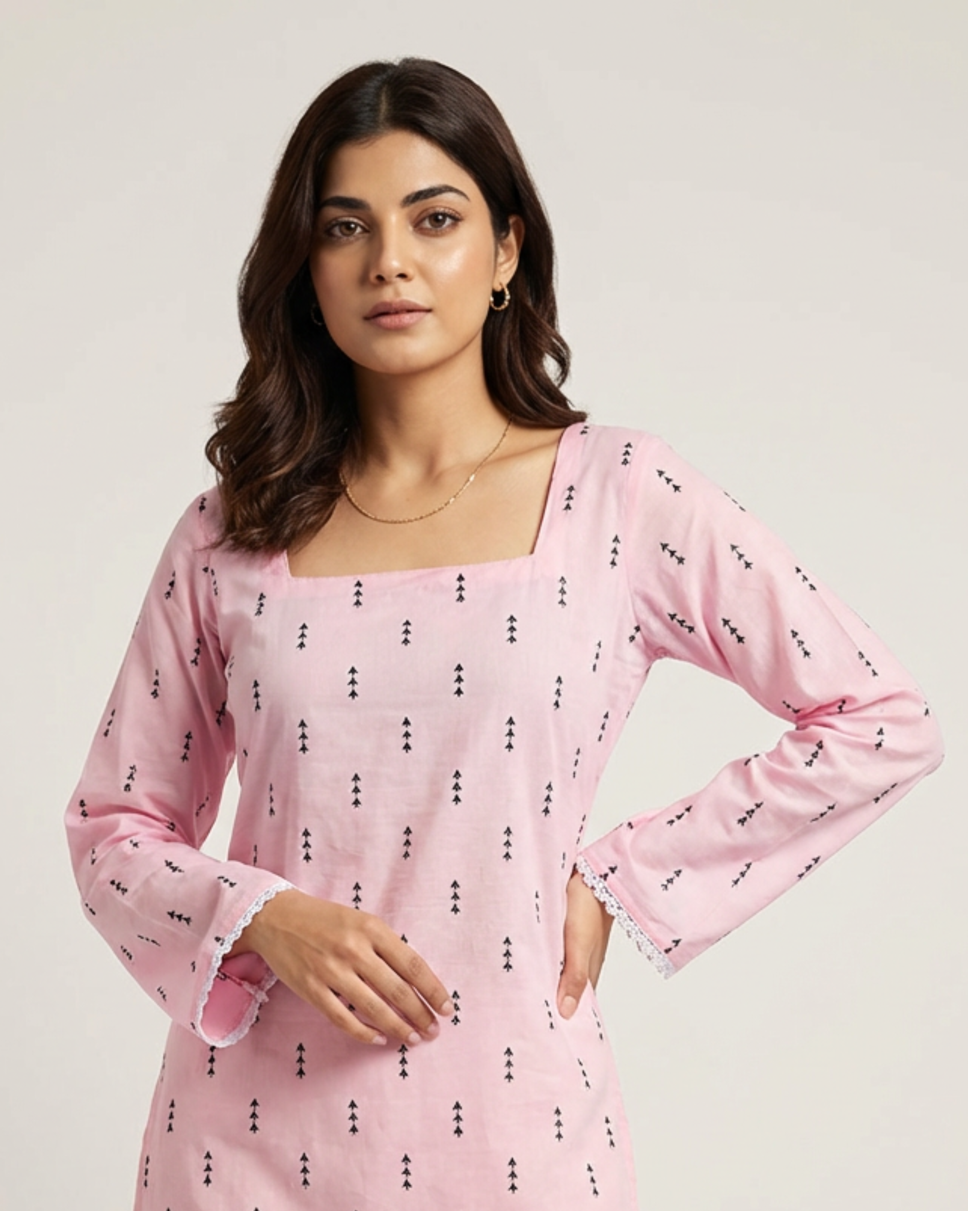 Light Pink Bell Sleeve Kurti