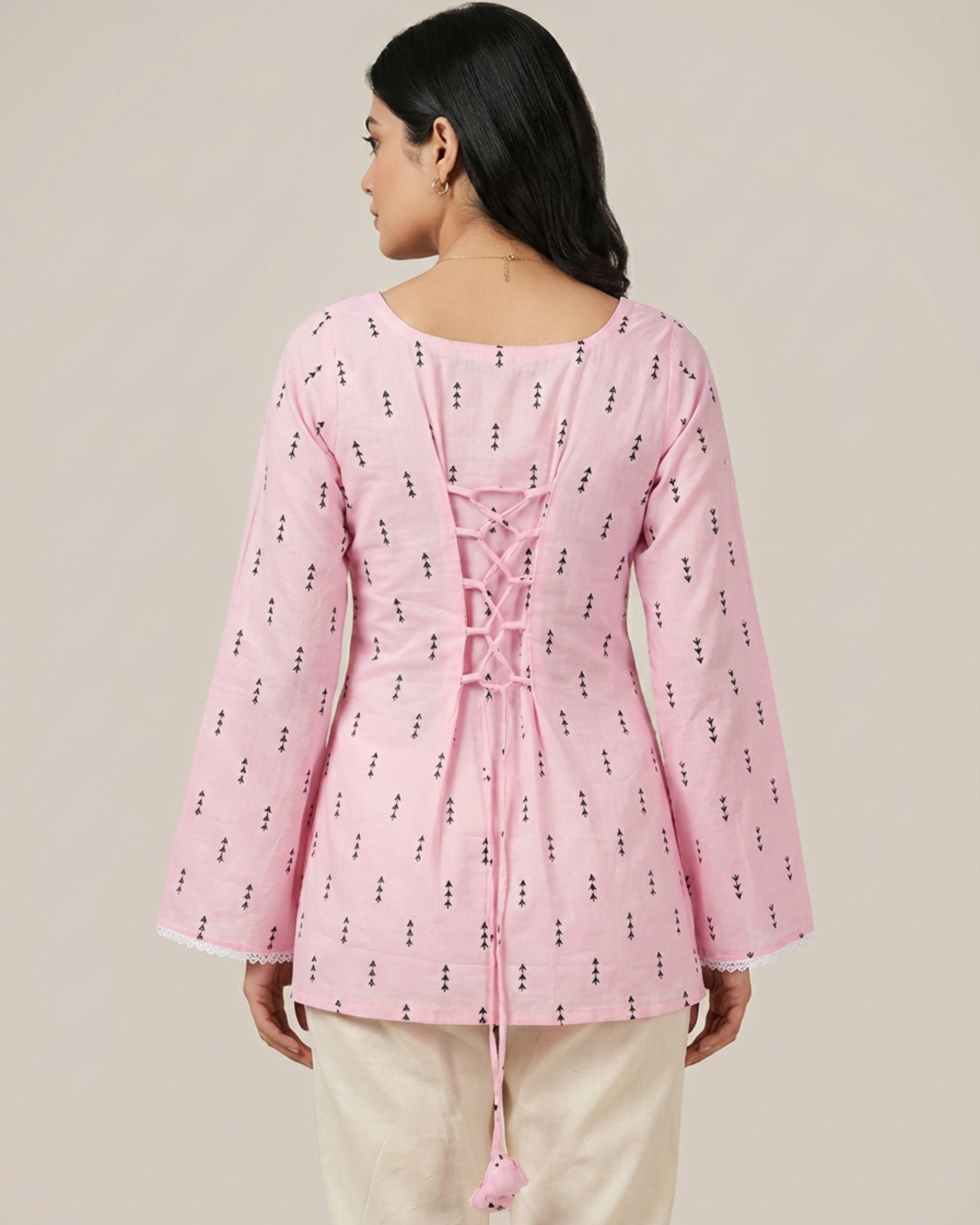 Light Pink Bell Sleeve Kurti