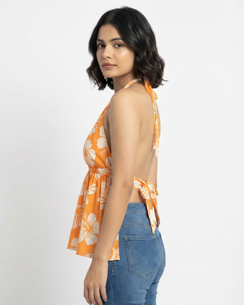 Tropical Hibiscus Halter Neck Bralette