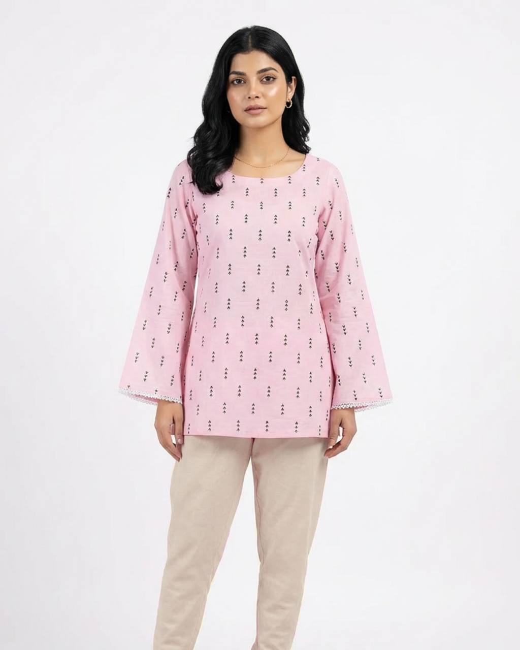 Light Pink Bell Sleeve Kurti