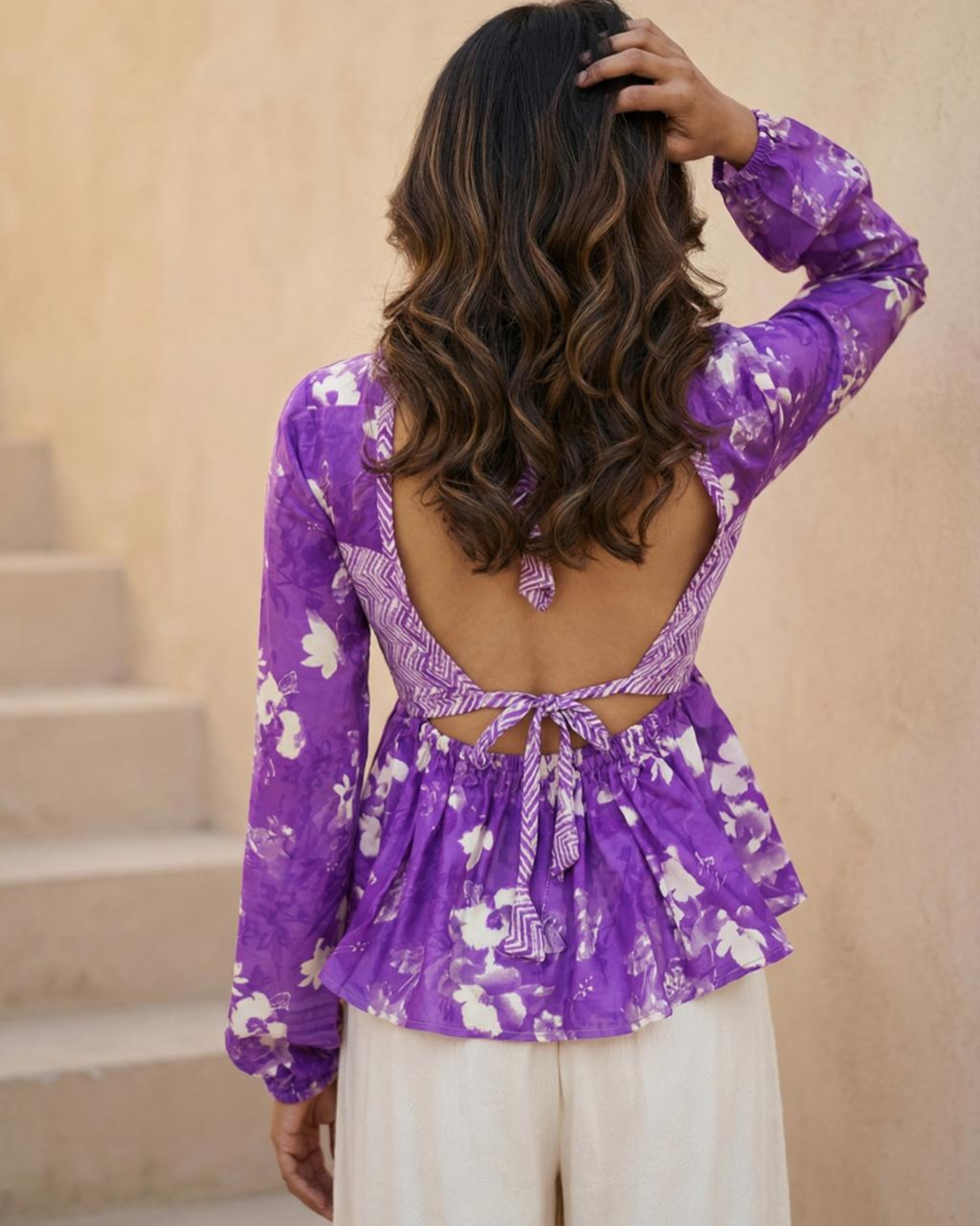 Kanchali Peplum Tie-Back Top