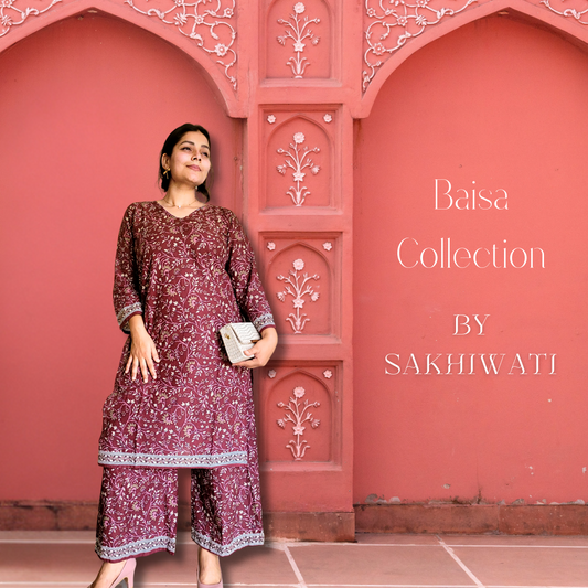 Wine Red Kurti Parallel Set