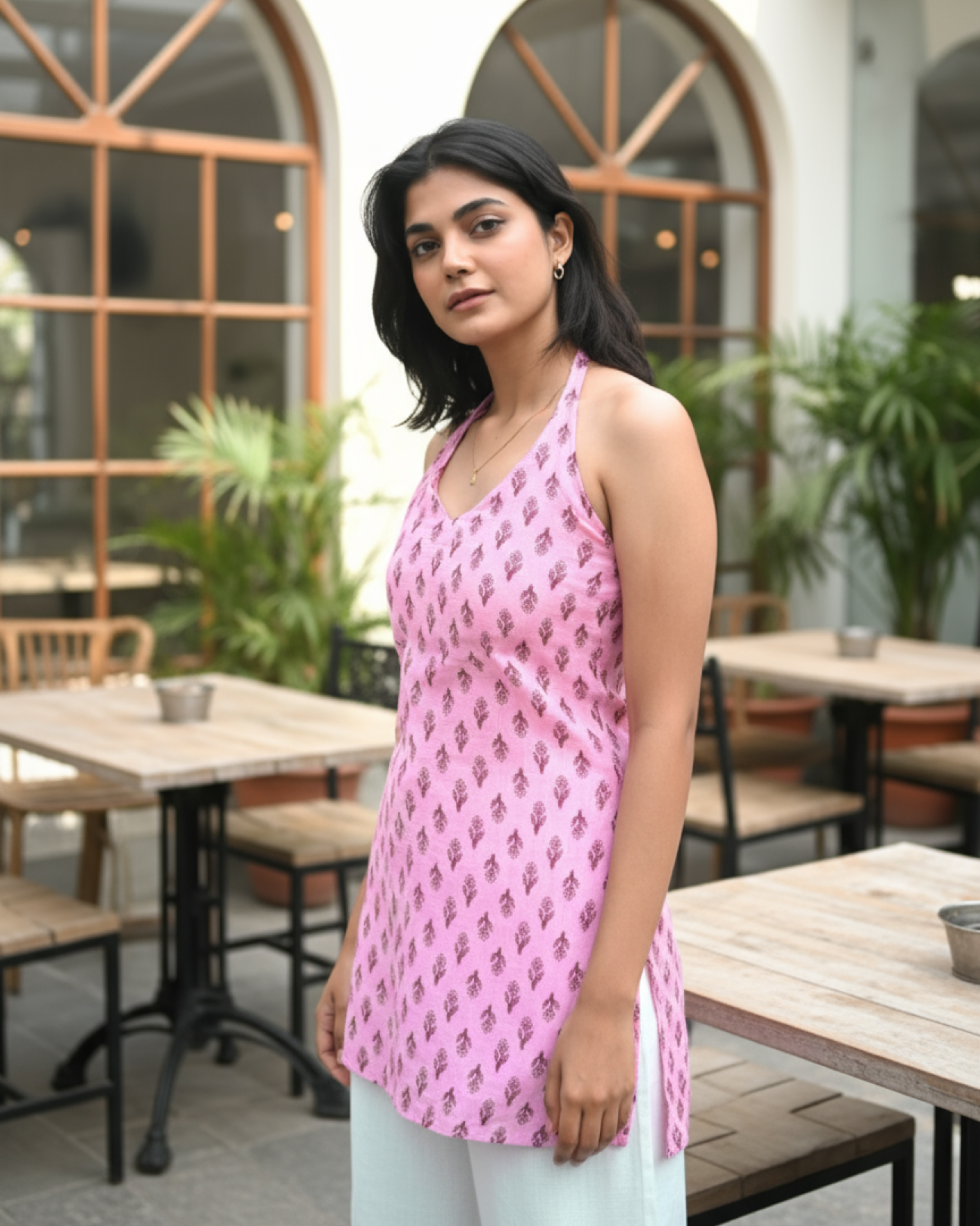 Petal Pink Halter Kurti